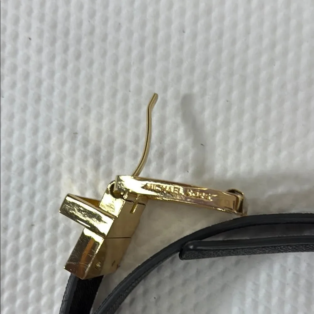 Michael Kors Reversible Black or Cream Belt Gold Buckle Signature MK Monogram